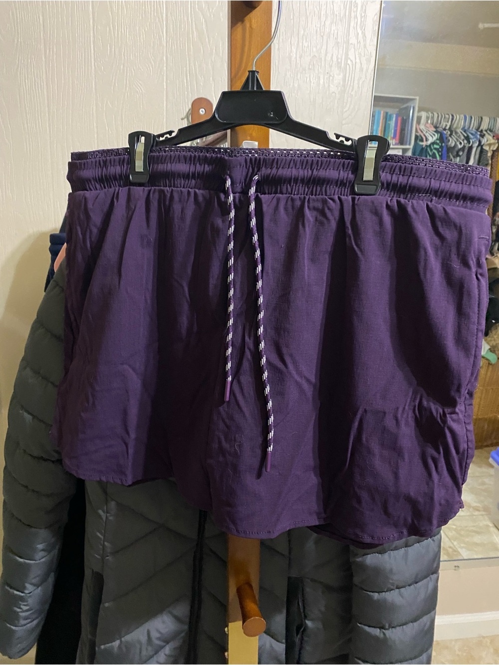 Women's Athletic Drawstring Purple Shorts - Lightweight Activewear